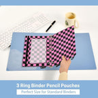 Checkerboard Pink Black Squares Pencil Pouch - Image 4