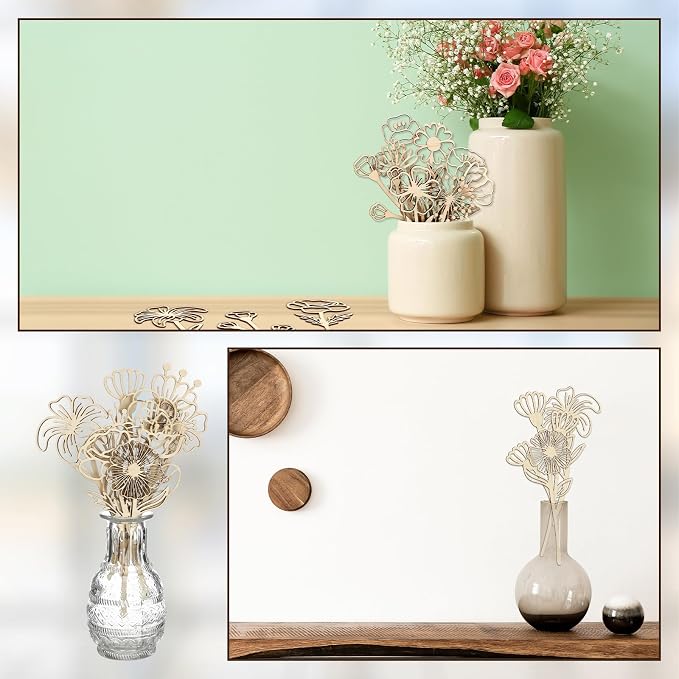 RattanView 36 Pcs Wooden Wildflower Decor Set Wood Flowers Cutout Signs - Image 6