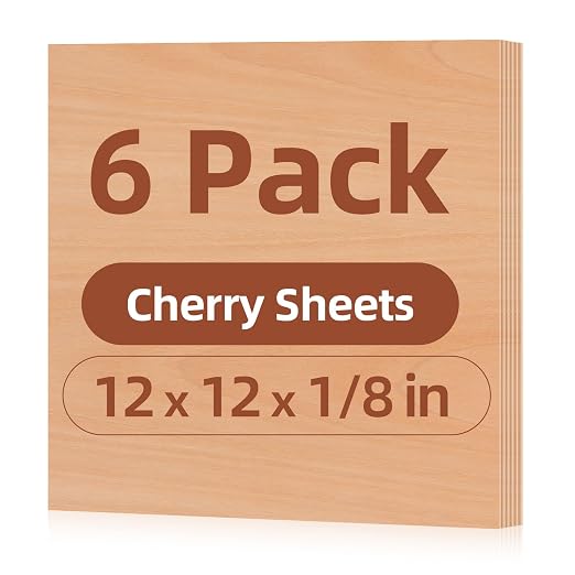 Rowood Cherry Plywood Sheets for Laser Cutting, 6 Pack 3mm Thin Unfinished Wood by RowoodAssembleArtDecorateLife
