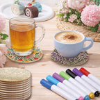26PCS Wood Coasters Craft Kit 10 Paint You Own Coaster - Image 4