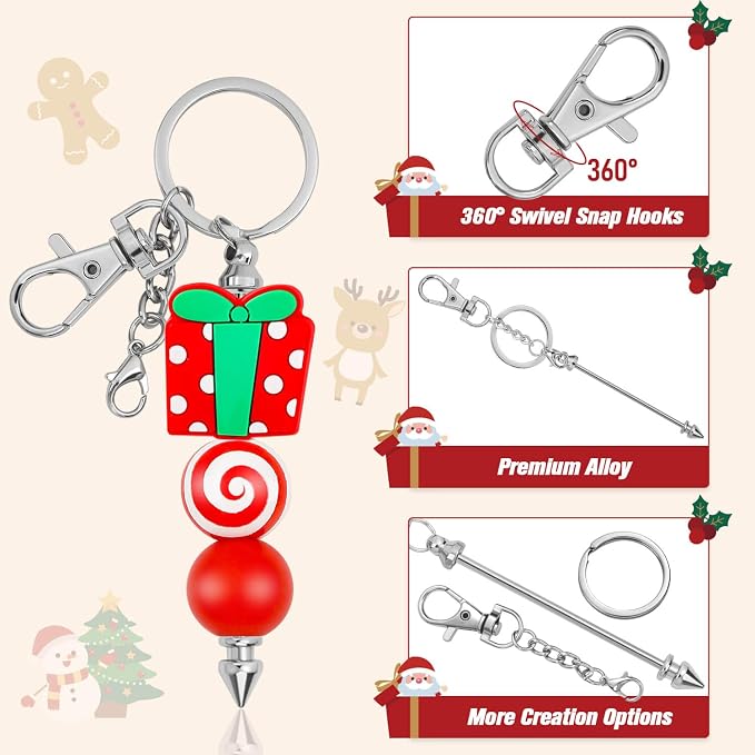 ROADPLUM 25 Pcs Beadable Keychain Bar Set, DIY Alloy Blank Beadable Items - Image 4