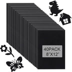 40 Pcs Stiff Felt Fabric Sheet for Crafts, 1mm Thick and 8”x12”Black Felt by Tiparts