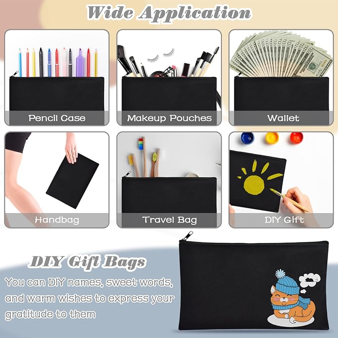ZeeDix Canvas Zipper Pouch Bulk – 8.3 x 5 Inches Cotton Canvas Pouches - Image 5