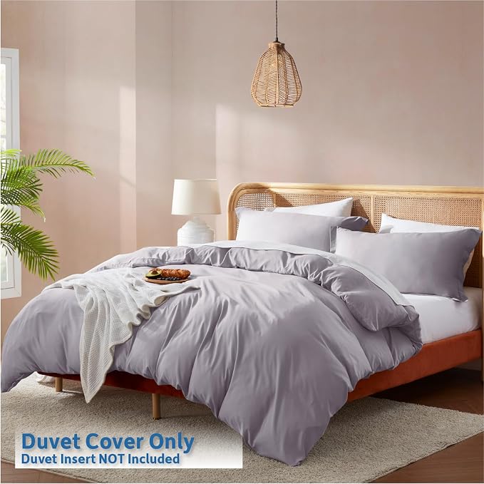 Nestl Grey Lavender California King Duvet Cover Sets - Image 2