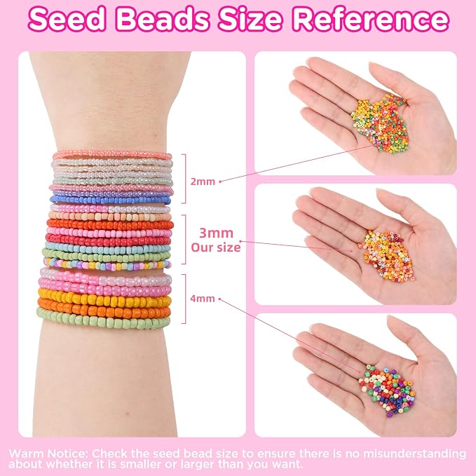 3mm Seed Beads, 39 Colors Glass Seed Beads - Image 4
