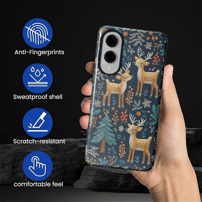 Case for Samsung Galaxy S25 Edge Case, Cute Christmas Reindeer Design Hybrid - Image 3