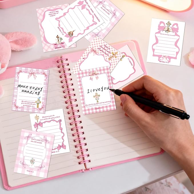 Pink Bow Sticky Notes Gifts, 9 Pack Pink Bow Christian Natepads 3x4 Inch - Image 6