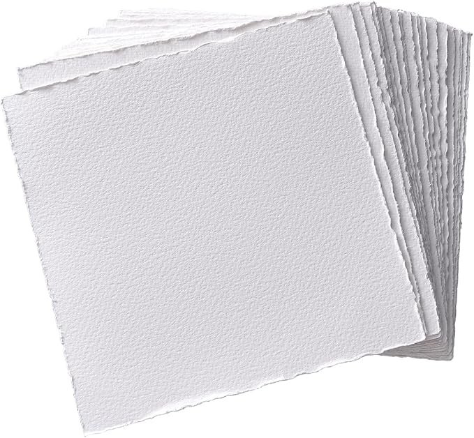 tumuarta Deckle Edge Watercolor Paper, 100% Cotton, 140 LB, 300 GSM, 8x8” | 30 by tumuarta