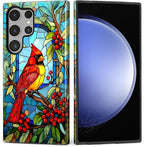 for Samsung Galaxy S24 Ultra Case, Stained Glass Cardinal Bird Pattern Glossy 2 - Image 2