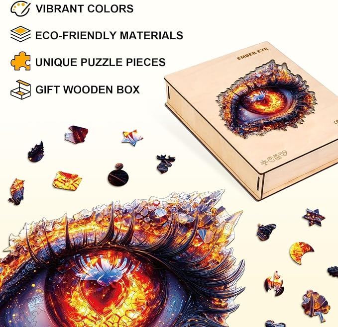 Ember Eye Puzzles Adults Gifts Wooden 90 Pieces 8.5 * 7.7in - Image 2