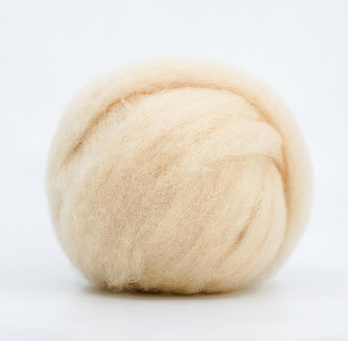 1 Oz Bulky Carded Corriedale Wool, Needle Felting Wool Roving, Wet Felting Wool by Unknown