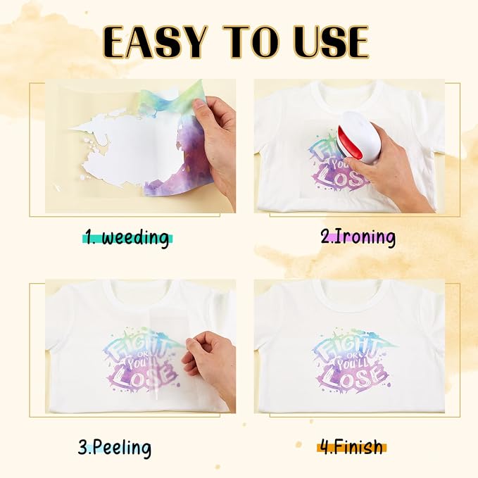 Tintnut Watercolor Gradient Heat Transfer Vinyl, stretch washable, suitable - Image 4