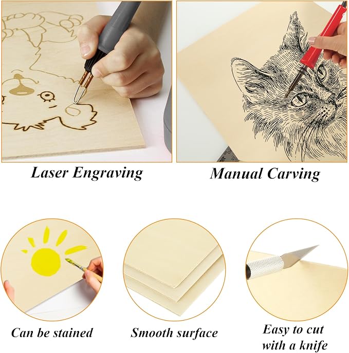 12Pcs 16 x 12 x 1/16 Inch Basswood Sheets, Unfinished Basswood Sheets, Plywood - Image 4