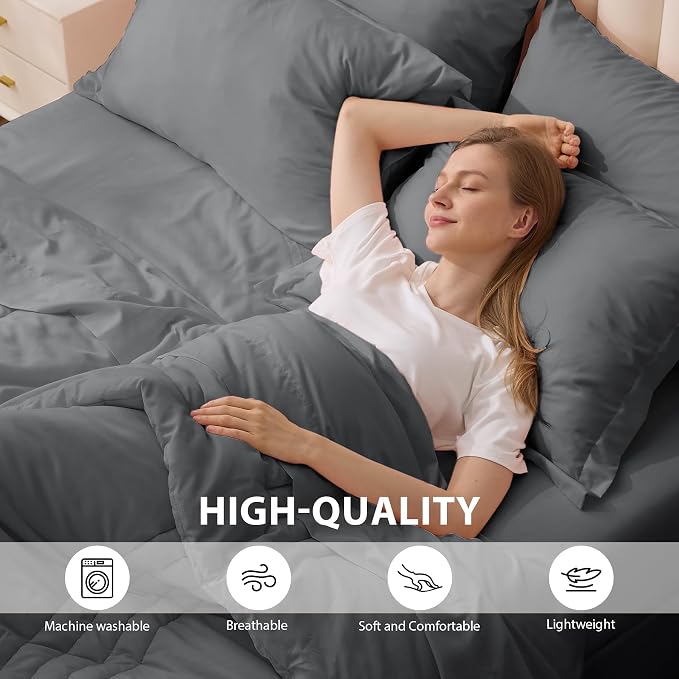 Queen Comforter Set Dark Grey - Image 4