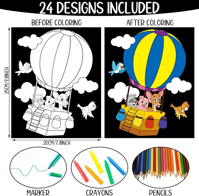 Zhanmai 48 Pcs Cute Animals Velvet Coloring Posters Felt Pages to Color Cute - Image 2