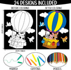 Zhanmai 48 Pcs Cute Animals Velvet Coloring Posters Felt Pages to Color Cute - Image 2