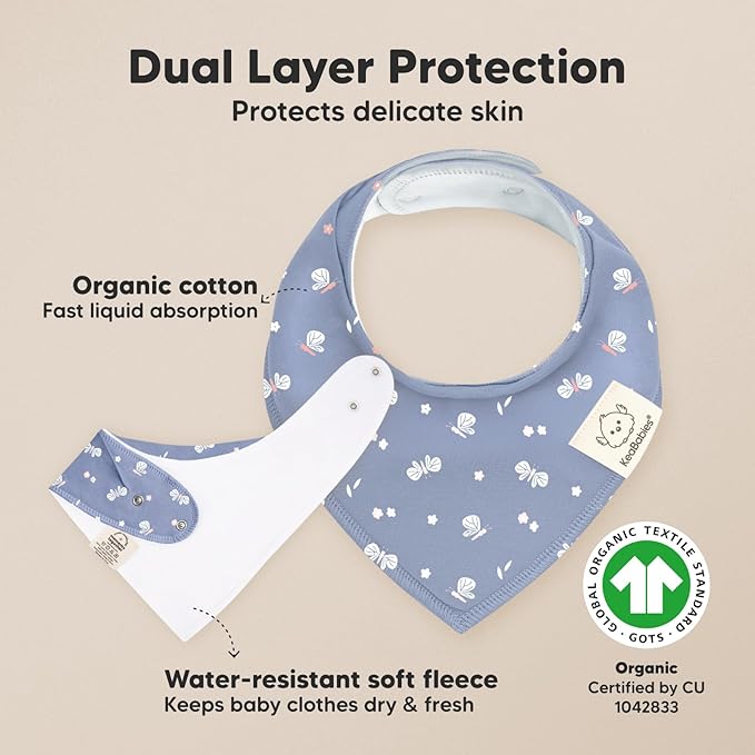 8-Pack Organic Baby Bandana Bibs for Girls - Super Absorbent Triangle Baby Bibs for Drooling and Teething Infant, 100% Cotton Extra Soft for Newborn, Infant 0-36 Months (Fleur)
