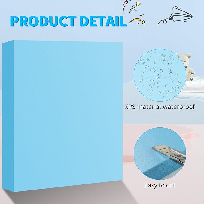 LuckyFoam Blue 4 Pack 15x12x2 inch Foam Sheets 2 Inch Thick | Polystyrene - Image 3