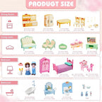 Princess Dollhouse Furniture Set, 48 Piece Luxury Miniature Accessories - Image 2