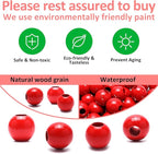 240Pcs Red Wood Beads 16mm for Craft Large Hole Wood Beads Hole: 6mm - Image 3