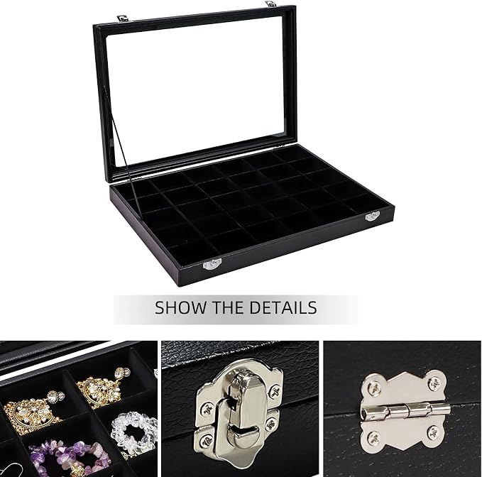 Wudygirl 30 Grid Jewelry Organizer Clear Lid Jewelry Tray Stackable Jewelry - Image 4