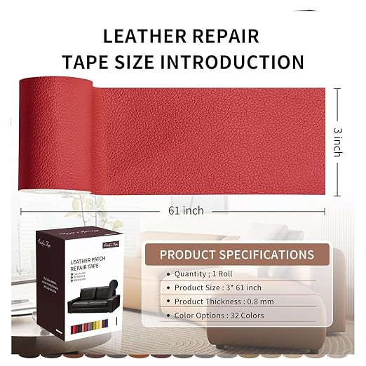 Leather Repair Patch Tape, Car Seat, Vinyl Leather Repair Kit - Image 2