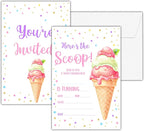 Ice Cream Birthday Invitations, 25 Double-Sided Invitation Cards by seclate