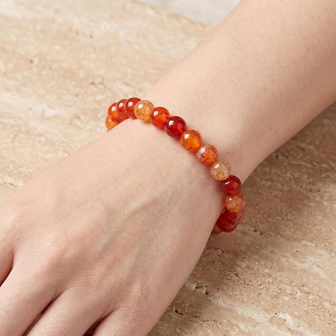 60pcs Smooth Natural Orange Agate Beads，6mm Dragon Vein Gemstone Round Loose - Image 6