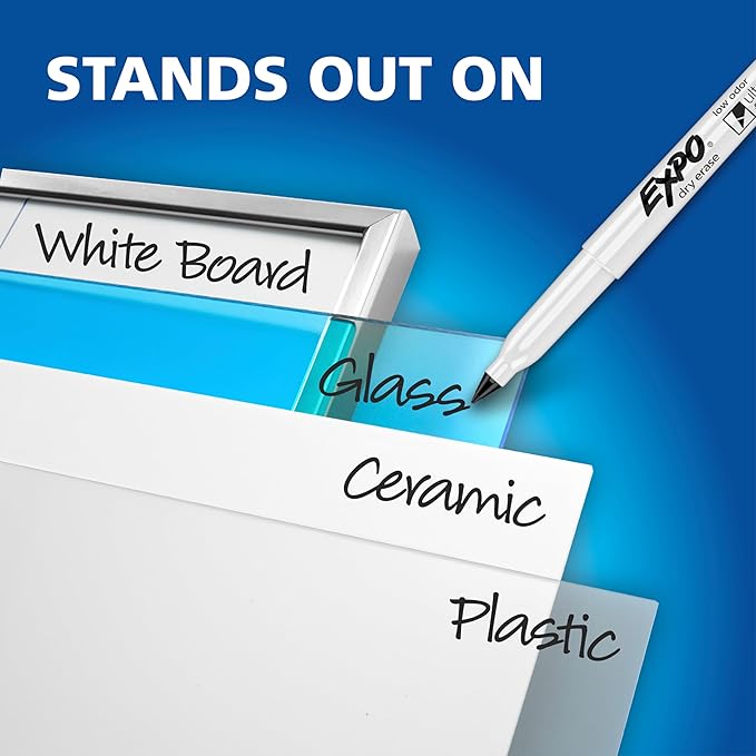 EXPO Dry Erase Markers, Low Odor Ink, Ultra Fine Tip, Office Essentials - Image 6