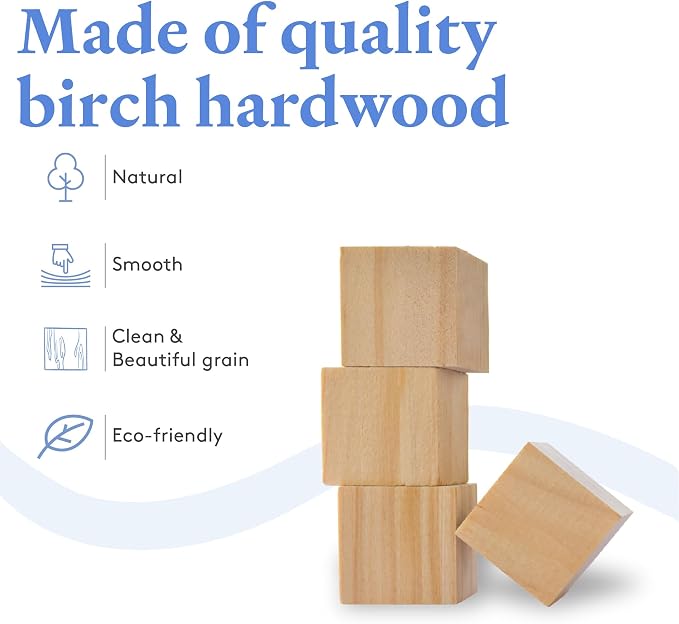 DIY Wooden Cubes 3/4-inch, Unfinished Wood Blocks - Image 3