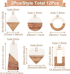 FASHEWELRY 12Pcs Resin Wooden Pendants 6 Styles Rectangle Rhombus Flat Round - Image 5