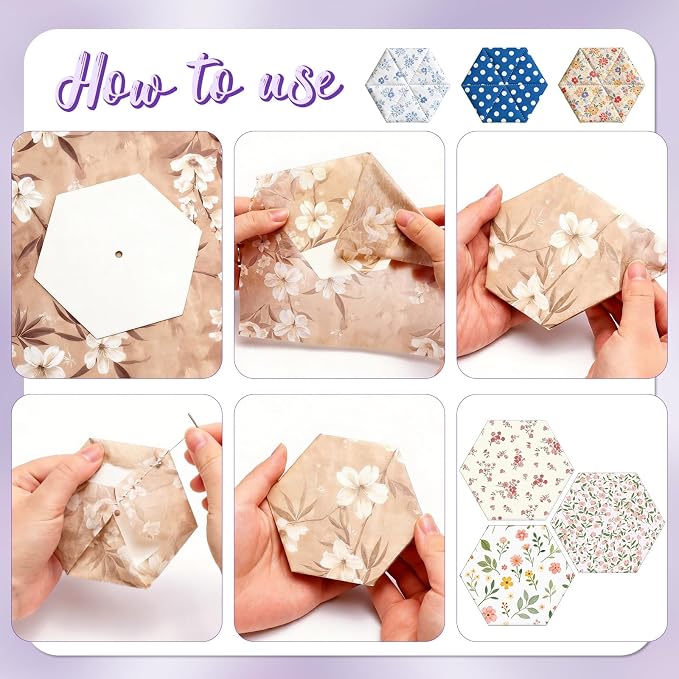 500 PCS Hexagon Piecing Paper Templates, Quilting Templates Accessories - Image 4