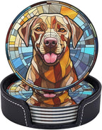 Drink Coaster Set of 6, Labrador Retriever Dog Mom Lover Gift, Leather Drink - Image 5