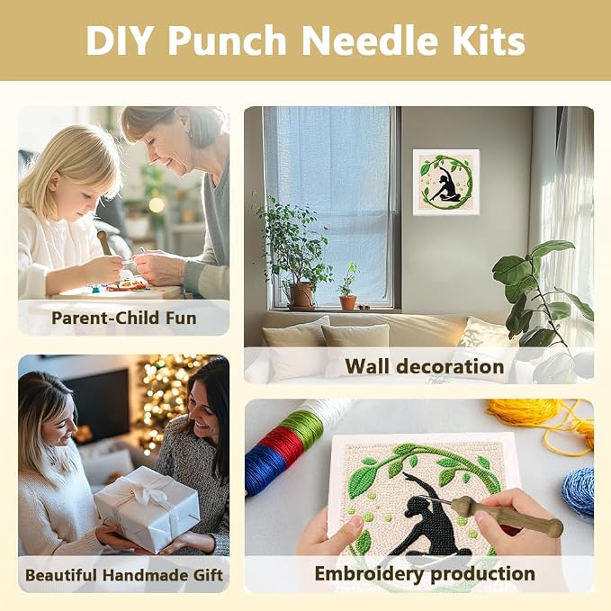 DOODLREAM Zen Yoga DIY Punch Needle Embroidery Kit - Image 4