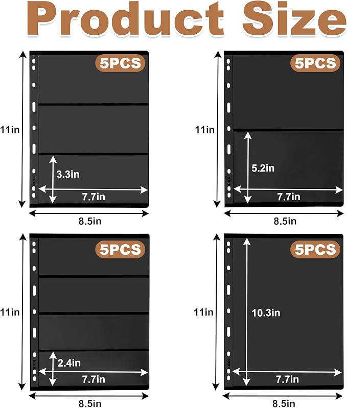 40 Pages 20 Sheets Stamp Album Pages, 8.4 * 11" 4 Styles Stamp Collection - Image 5