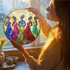 Greatingreat Stained Glass Window Hanging, Home Room Decor 7.8 Inch African - Image 2