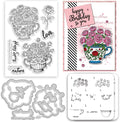 Rose Clear Stamps and Dies for Card Making Layering Coloring Stencil Set Metal by ACRNIGHEET