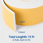 Kikerike Self Adhesive Foam Tape Weatherstrip 2in x 1/4in x 13Ft High Density - Image 2