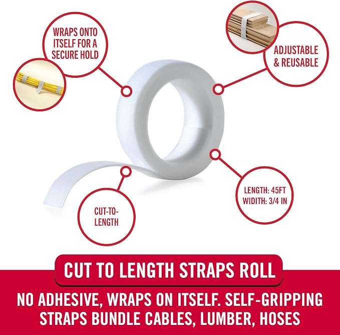 VELCRO Brand Cut to Length Straps Heavy Duty | 45 Ft x 3/4 in | ONE-WRAP - Image 2
