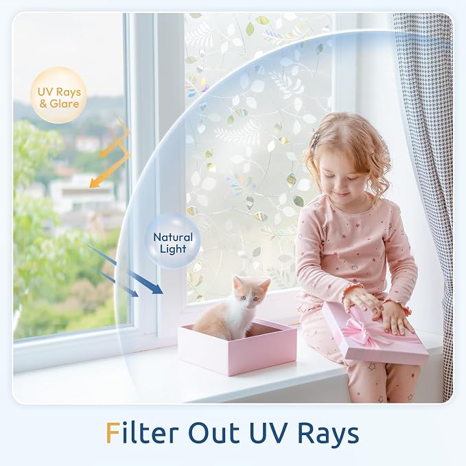 rabbitgoo Window Privacy Film, Frosted Glass Window Film, 23.6" x 157.4" | 3D - Image 7