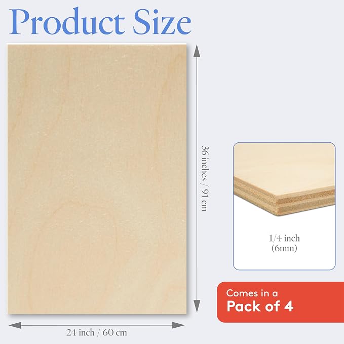 Baltic Birch Plywood 24 x 36 x 1/4 Inch - 6 mm Craft Wood - Image 2
