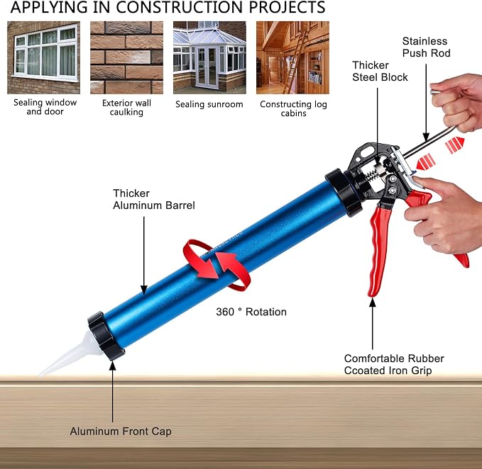 Three bearing energy-saving blue aluminum tube universal sausage glue gun - Image 4