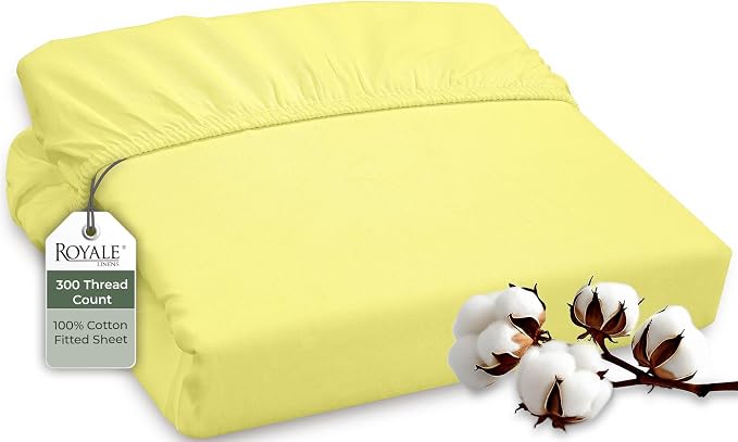 ROYALE LINENS 300 Thread Count 100% Long Staple Combed Cotton Fitted Sheet by ROYALELINENS