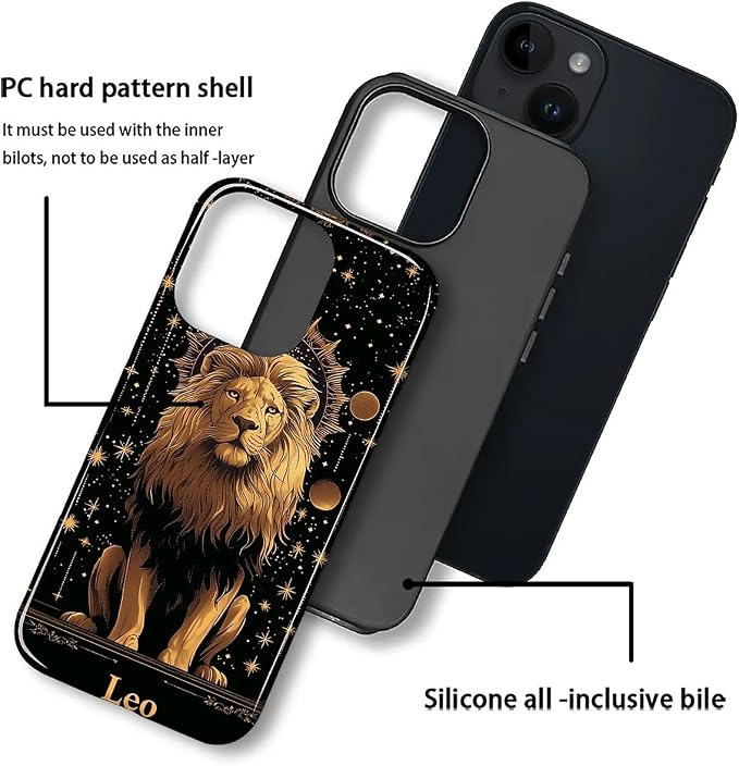 ZHEGAILIAN Case for iPhone 14 Plus, Galaxy Lion Gold Durable Shockproof - Image 2