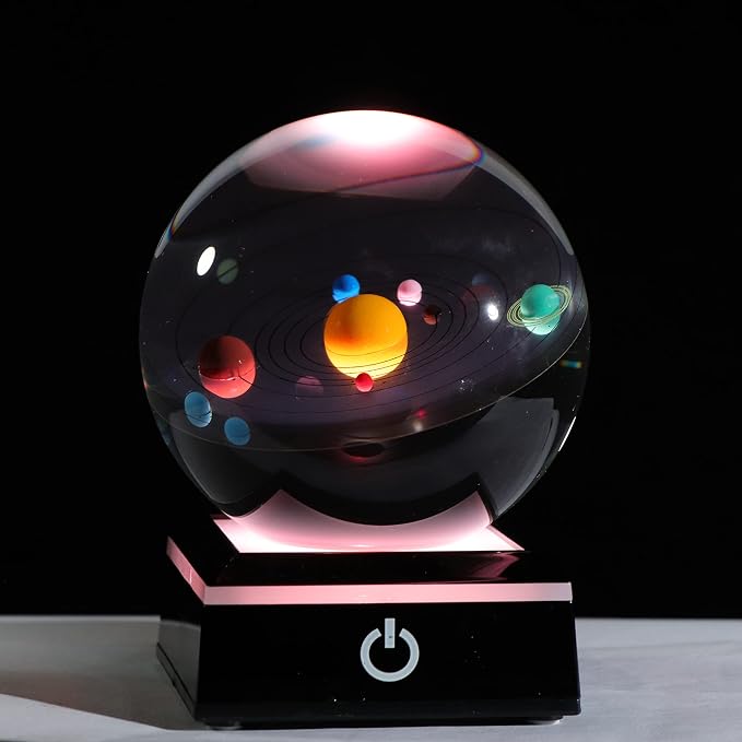 Qianwei 3D Solar System Model Crystal Ball Astronomy Gifts Men Space Decor | by QianweiCrystal