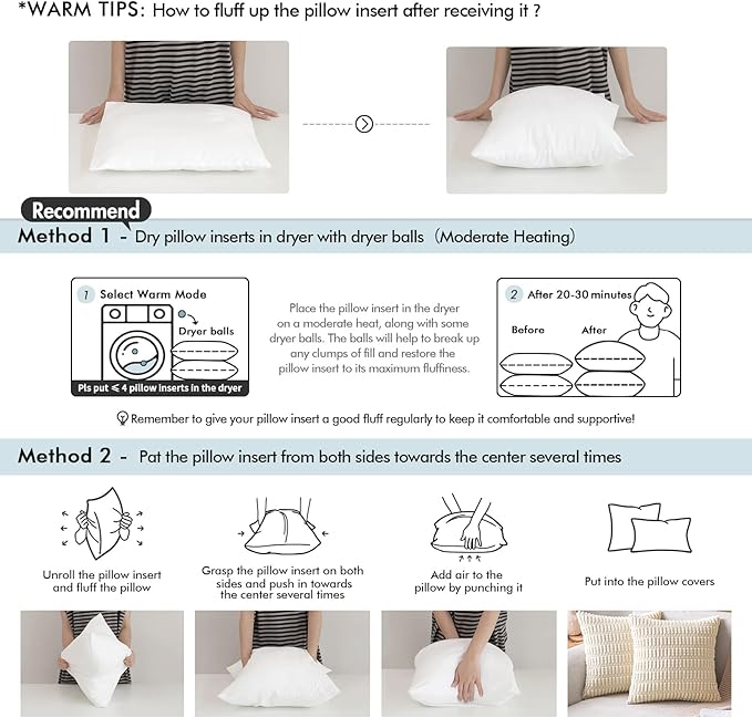 MIULEE Pillow Inserts 12x20, Down Feather Throw Pillow Inserts, Premium Fluffy - Image 8