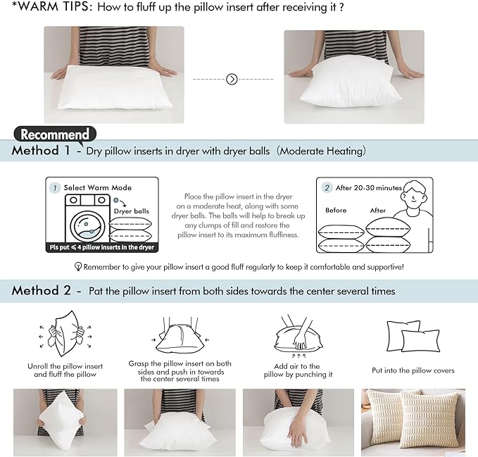 MIULEE Throw Pillow Insert Premium Pillow Stuffer Sham Square - Image 7