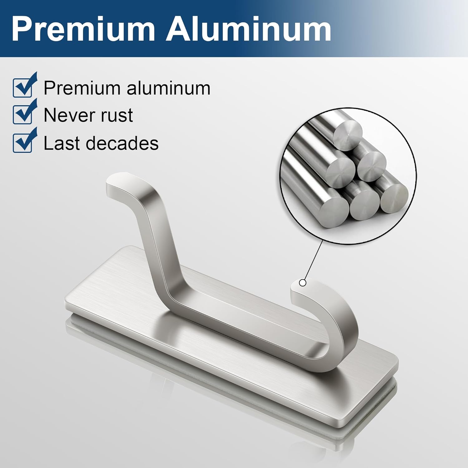 pickpiff Wall Hooks for Coat and Towel: 13LB Adhesive Door Hanger Stick on, Brushed Nickel 6 Pack