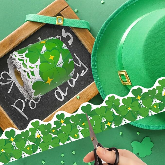 69Ft St. Patrick's Day Shamrock Bulletin Board Borders Irish Paper Bulletin - Image 3