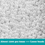 1200pcs Pearl Beads for Jewelry Making, 6mm Round Loose Pearls Beads - Image 4